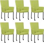 Set van 6 Felgroene leren moderne eetkamerstoelen - met arml, Nieuw, Vijf, Zes of meer stoelen, Modern, Leer