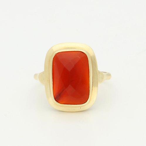 Zonder Minimumprijs - Ring - 14 karaat Geel goud - Carneool, Sieraden, Tassen en Uiterlijk, Ringen