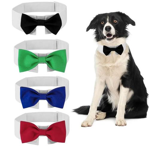 Luxe hondenstrik wit boord en zwarte, blauwe of rode strik, Dieren en Toebehoren, Honden-accessoires, Nieuw, Verzenden