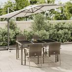 vidaXL 5-delige Tuinset met kussens poly rattan grijs, 4 zitplaatsen, Nieuw, Tuinset, Verzenden