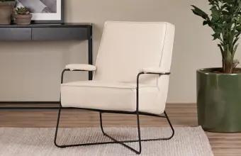 Leren fauteuils met kruisframe, Huis en Inrichting, Fauteuils, Nieuw, Leer, Ophalen of Verzenden