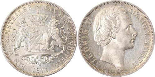 Vereinstaler, daalder Duitsland Vereinsthaler Ludwig Ii B..., Postzegels en Munten, Munten | Europa | Niet-Euromunten, Verzenden