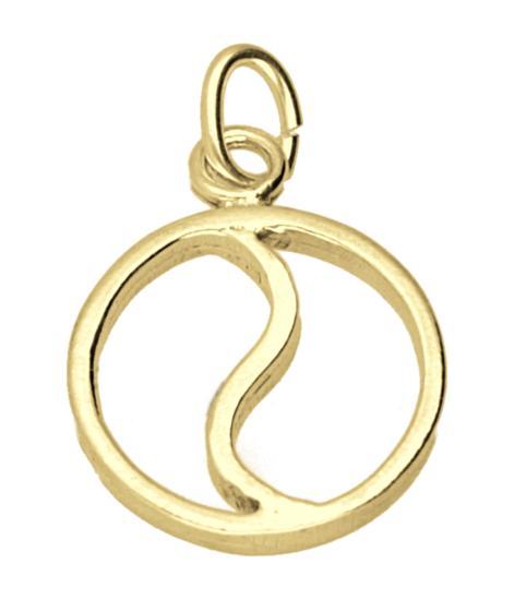 Gouden Yin Yang open ketting hanger, Sieraden, Tassen en Uiterlijk, Kettinghangers, Verzenden