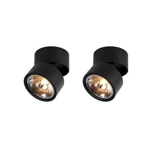 Set van 2 spots zwart rond verstelbaar - Go Nine, Huis en Inrichting, Lampen | Spots, Nieuw, Metaal of Aluminium