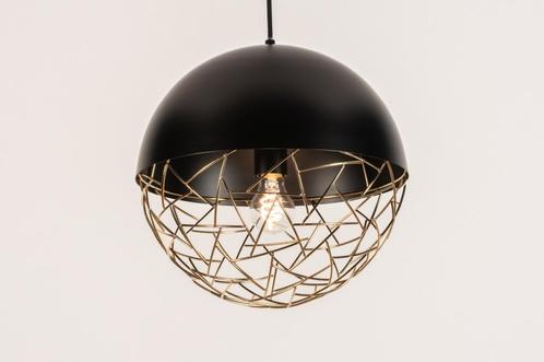 Rietveld Hanglampen - Zwart, Goud - Metaal, Huis en Inrichting, Lampen | Hanglampen, Verzenden