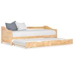 vidaXL Bedbank uittrekbaar grenenhout 90x200 cm, Huis en Inrichting, Slaapkamer | Bedden, 90 cm, Eenpersoons, Bruin, Verzenden