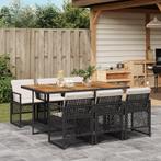 vidaXL 7-delige Tuinset met kussens poly rattan zwart, Tuin en Terras, Tuinsets en Loungesets, Verzenden, Nieuw, Rotan, Tuinset