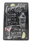 Metalen Wandbord - Cosmopolitan - Cocktails, Ophalen of Verzenden, Nieuw