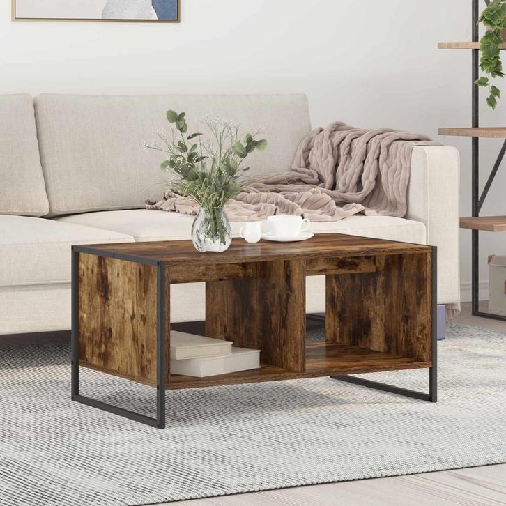 vidaXL Salontafel Rook Eik 80 x 50 x 40 cm Bewerkt hout, Huis en Inrichting, Tafels | Salontafels, Nieuw, 50 tot 100 cm, Overige houtsoorten