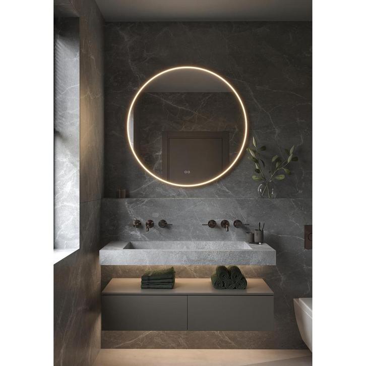 HIPP Design Phantom Ronde LED spiegel - Brons Frame 100 cm -, Huis en Inrichting, Woonaccessoires | Spiegels, Nieuw, Ophalen of Verzenden