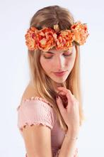 Bloemenkrans Haar Pioenrozen Oranje Bloemen Haarband Peony H, Nieuw, Carnaval, Ophalen of Verzenden, Accessoires