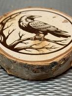 Houtschijf met lasergravure dier, Verzenden, Nieuw