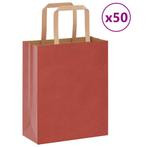 vidaXL Papieren zakken 50 st met hengsels 18x8x22 cm rood, Diversen, Verzenden, Nieuw