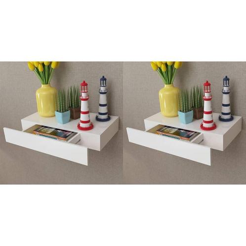 vidaXL Wandplanken zwevend met lades 2 st 48 cm wit, Huis en Inrichting, Woonaccessoires | Wandplanken en Boekenplanken, Nieuw