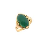 18 Krt. Gouden ring met chrysopraas | Vintage/antiek, Sieraden, Tassen en Uiterlijk, Gebruikt, Overige kleuren, 19 tot 20, Ophalen of Verzenden