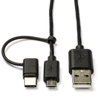 iPad oplaadkabel | USB A  Micro USB + USB C | 1 meter, Telecommunicatie, Mobiele telefoons | Toebehoren en Onderdelen, Nieuw, Verzenden