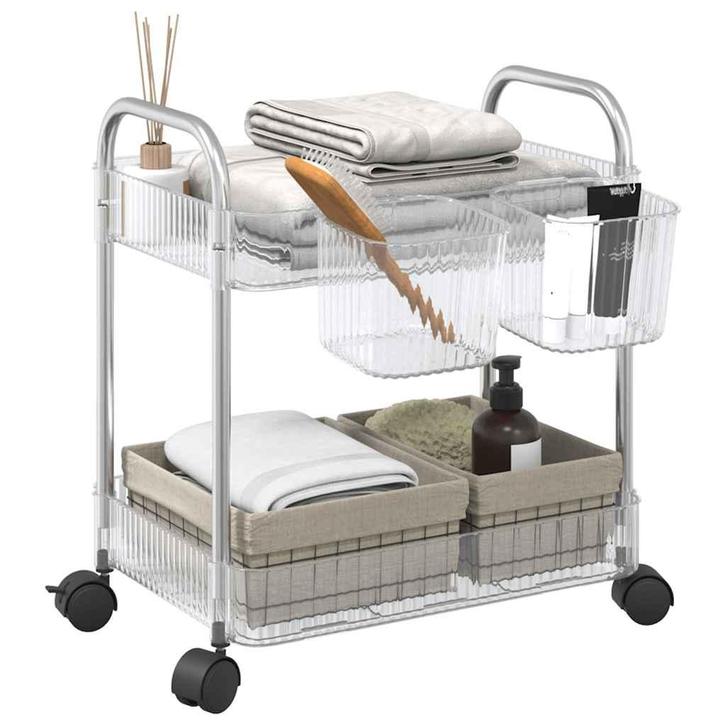 vidaXL Opbergtrolley 2-laags 37x28x43,5 cm acryl transparant, Doe-het-zelf en Verbouw, Gereedschap | Overige machines, Nieuw, Verzenden