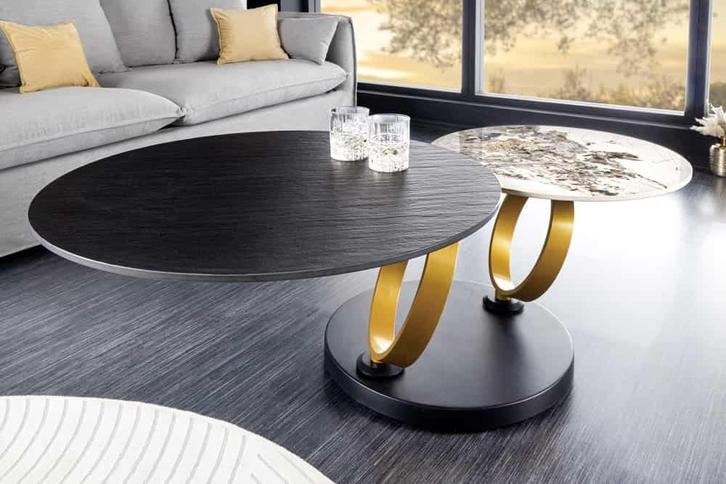 Design Salontafel DANCING RINGS Zwart Ronde Draaibaar, Huis en Inrichting, Tafels | Salontafels, Ophalen of Verzenden