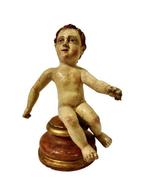 Beeld - Kind Jezus op sokkel - 30 cm - Antiek - Hout -