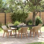 vidaXL 7-delige tuinset beige poly rattan, Tuin en Terras, Verzenden, Nieuw, Tuinset