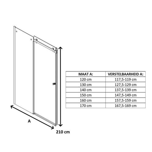Schuifdeur Lacus Caprera 8mm Helder Glas Anti-Kalk Chroom, Doe-het-zelf en Verbouw, Sanitair, Ophalen of Verzenden
