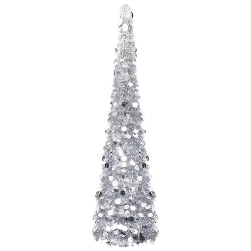 Zilverkleurige Pop-Up Kerstboom 180cm - Tweedekansje! OP=OP, Huis en Inrichting, Woonaccessoires | Kunstplanten en Kunstbloemen