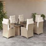 vidaXL 7-delige Tuinset met kussens poly rattan beige, Tuin en Terras, 6 zitplaatsen, Nieuw, Tuinset, Verzenden
