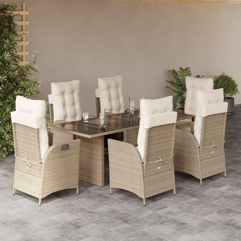 vidaXL 7-delige Tuinset met kussens poly rattan beige, Tuin en Terras, Tuinsets en Loungesets, Tuinset, Nieuw, 6 zitplaatsen, Rotan
