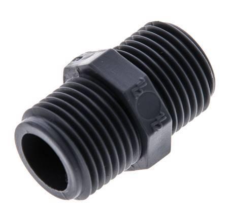 Dubbele Nippel G1/2 Polypropyleen (PP) 10bar FDA 24mm Hex, Doe-het-zelf en Verbouw, Overige Doe-het-zelf en Verbouw, Nieuw, Verzenden