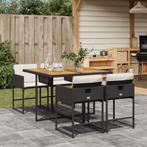 vidaXL 5-delige Tuinset met kussens poly rattan zwart, 4 zitplaatsen, Nieuw, Tuinset, Verzenden