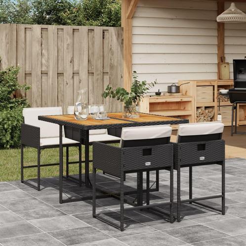 vidaXL 5-delige Tuinset met kussens poly rattan zwart, Tuin en Terras, Tuinsets en Loungesets, Tuinset, Nieuw, 4 zitplaatsen, Rotan
