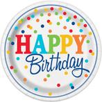 Happy Birthday Borden Stippen 23cm 8st, Verzenden, Nieuw