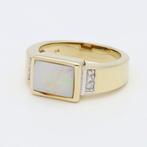 Ring - 14 karaat Geel goud Opaal - Diamant, Sieraden, Tassen en Uiterlijk, Ringen, Nieuw