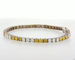 Tennis armband - 18 karaat Witgoud - Fancy Vivid (AA) Geel