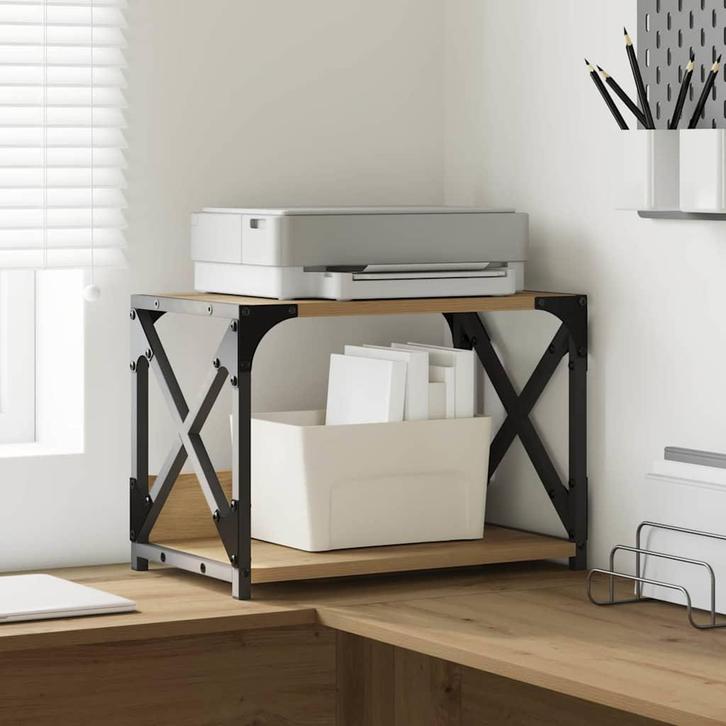 vidaXL Printerstand Artisan Eiken 44 x 26 x 31,5 cm Bewerkt, Computers en Software, Printers, Nieuw, Verzenden