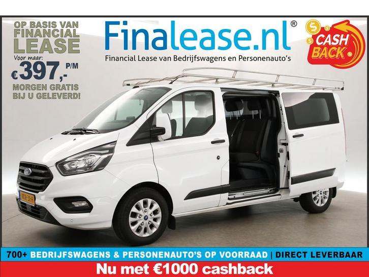 Ford Transit Custom 340 2.0 TDCI L2H1 DC Automaat Airco Cam, Auto's, Bestelauto's, Lease, Automaat, Diesel, Ford, Wit, Verzenden