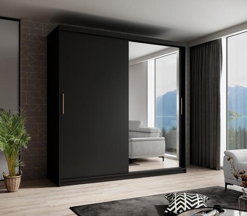 Meubella | Kledingkast mat zwart 200x62x200 schuifdeur, Huis en Inrichting, Kasten | Vitrinekasten, 50 tot 75 cm, Nieuw, 200 cm of meer