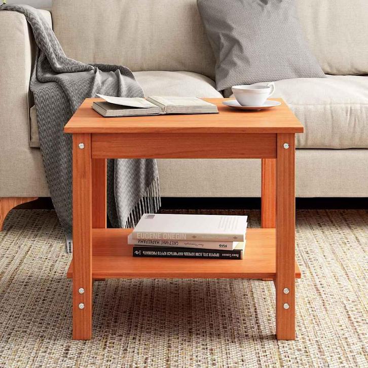 vidaXL Salontafel Wasbruin 50 x 50 x 45 cm Massief, Huis en Inrichting, Tafels | Salontafels, Nieuw, 50 tot 100 cm, Grenenhout
