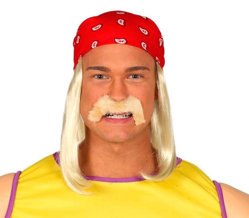 Hulk Hogan Worstelaar Pruik en Snor, Hobby en Vrije tijd, Feestartikelen, Nieuw, Verzenden