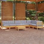 vidaXL 8-delige Loungeset met grijze kussens grenenhout, Verzenden, Nieuw, 8 zitplaatsen, Loungeset