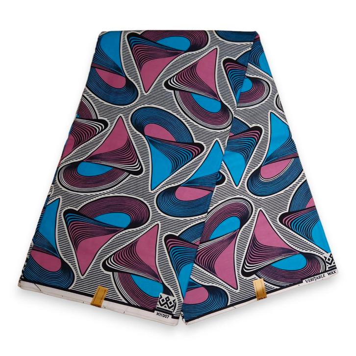 Afrikaanse stof - Blauwe Shell - 100% katoen, Hobby en Vrije tijd, Stoffen en Lappen, Nieuw, Ophalen of Verzenden