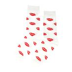 Sokken - Kus Mond Print - Wit Rood - Katoen - Maat 38-45, Nieuw