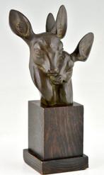 Georges H. Laurent. - sculptuur, Art Deco buste twee herten, Antiek en Kunst
