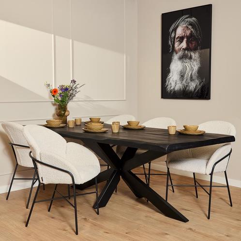 Boomstamtafel Boston Black | 180 cm, Huis en Inrichting, Tafels | Eettafels, Nieuw, Ophalen of Verzenden