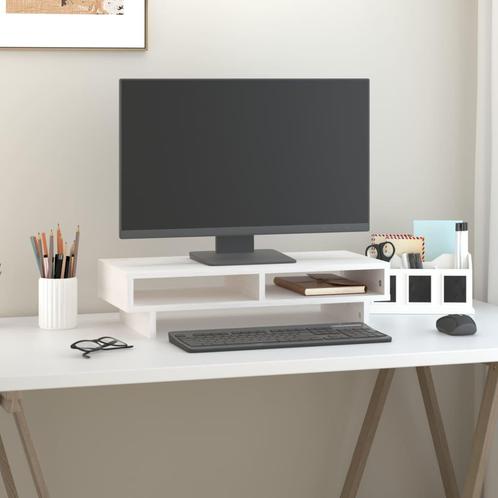 vidaXL Monitorstandaard 60x27x14 cm massief grenenhout wit, Computers en Software, Overige Computers en Software, Nieuw, Verzenden