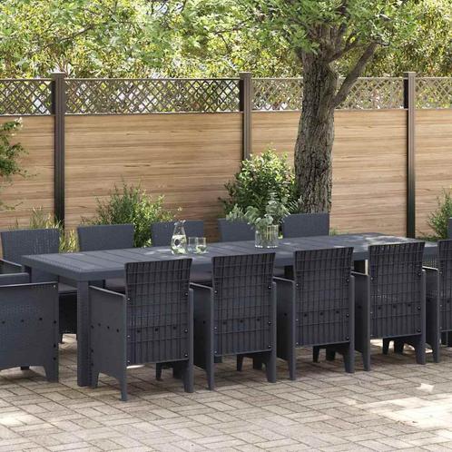 vidaXL Tuin Eetset met kussen 13 pcs Antraciet Kunststof, Tuin en Terras, Tuinsets en Loungesets, Nieuw, Textileen, Verzenden