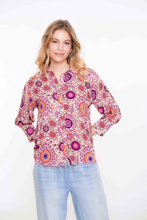 -10% Geisha  Geisha 53238-20 blouse lilac / orange  maat XL, Kleding | Dames, Blouses en Tunieken, Nieuw, Verzenden