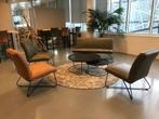 Set van 3 leren fauteuils zonder armleuning met kruisframe -, Nieuw, Ophalen of Verzenden, Industrieel, 50 tot 75 cm