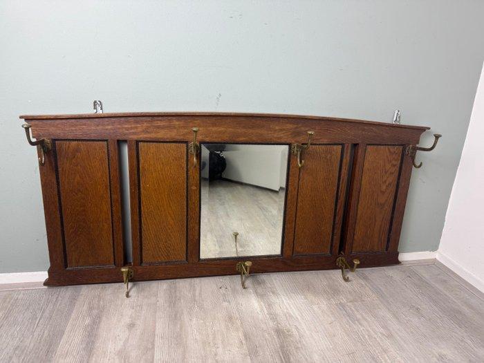 Kapstok - Houten Kapstok met Geslepen Spiegel en Art Deco, Antiek en Kunst, Curiosa en Brocante