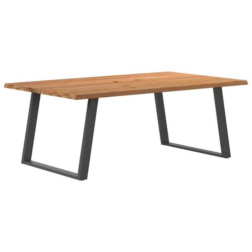 vidaXL Eettafel met natuurlijke rand massief eikenhout, Huis en Inrichting, Tafels | Eettafels, Nieuw, Verzenden
